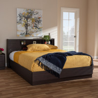 Baxton Studio YCQB00929-Modi Wende-Queen Larsine Modern and Contemporary Brown Finished Queen Size Platform Storage Bed